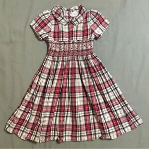 Edgehill Collection Smocked Red and White Plaid Girls Dress